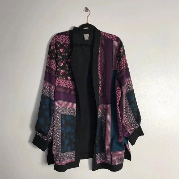 Chicos Womens Black Longsleeve Blazer Size 4 - Picture 1 of 11